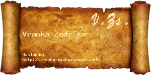 Vranka Zsóka névjegykártya